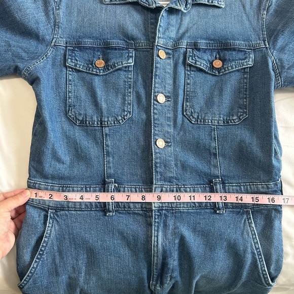 GAP Blue Denim Short Sleeve Jumpsuit - Picture 3 of 8